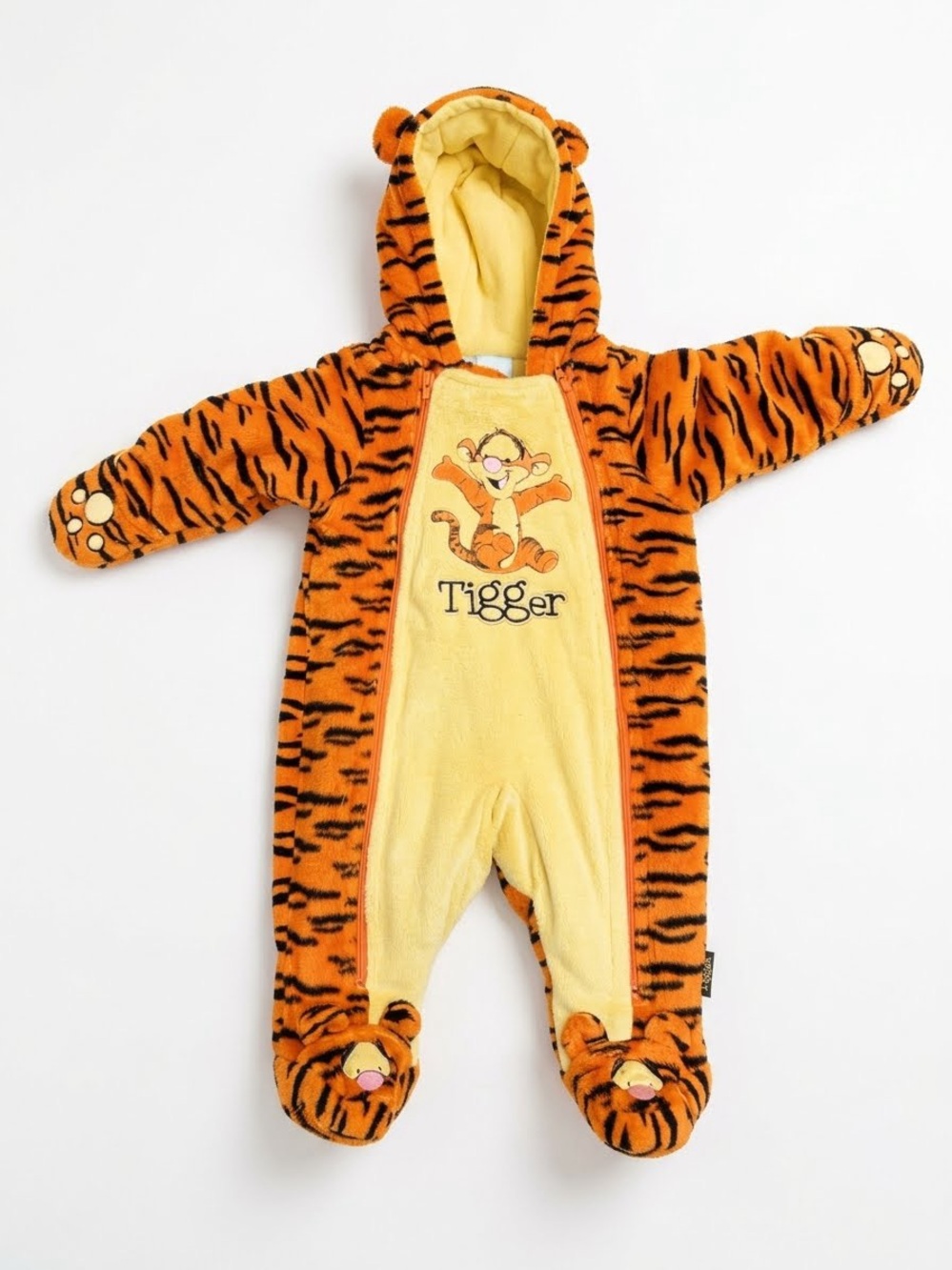 Disney Tigger Plush Hooded Footie Romper - Orange and Yellow